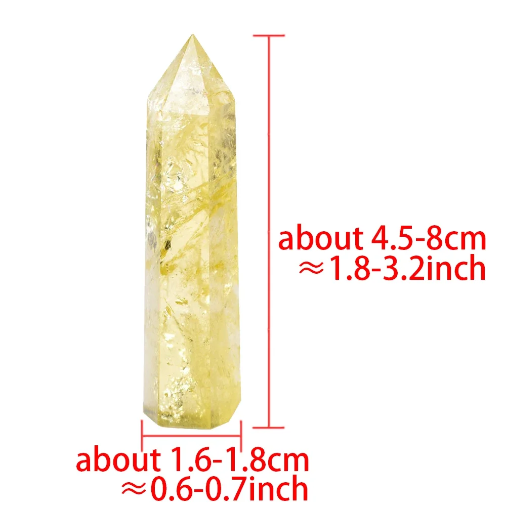 1PC Natural Citrine Column Yellow Crystal 4-8cm Home Decoration