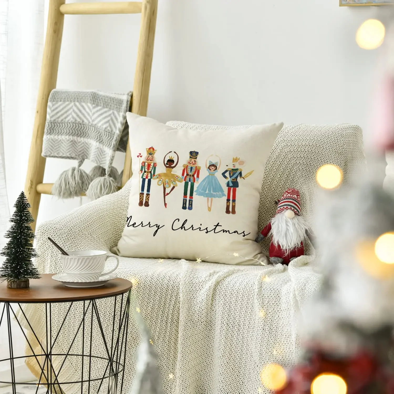 Description Picture 3 of itemMerry Christmas Nutcracker Throw Pillow Cover 18x18 Inch Winter Holiday Party Cushion Case Home Decoration for Sofa Couch Bed