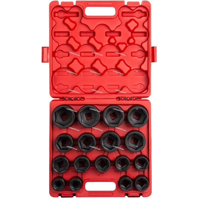

Juego de enchufes impacto resistentes 3/4 pulgadas, 17 piezas, SAE acero aleación cr-mo.