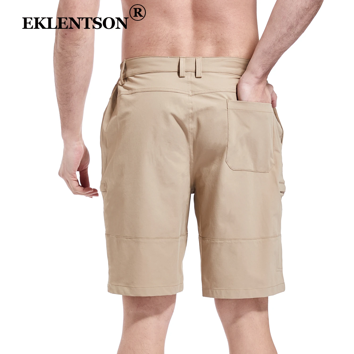 EKLENTSON Men's Cargo Shorts Quick Dry Nylon Spandex Multi-Pockets Elastic Waist 9" Golf Shorts For Casual Wear Breathable