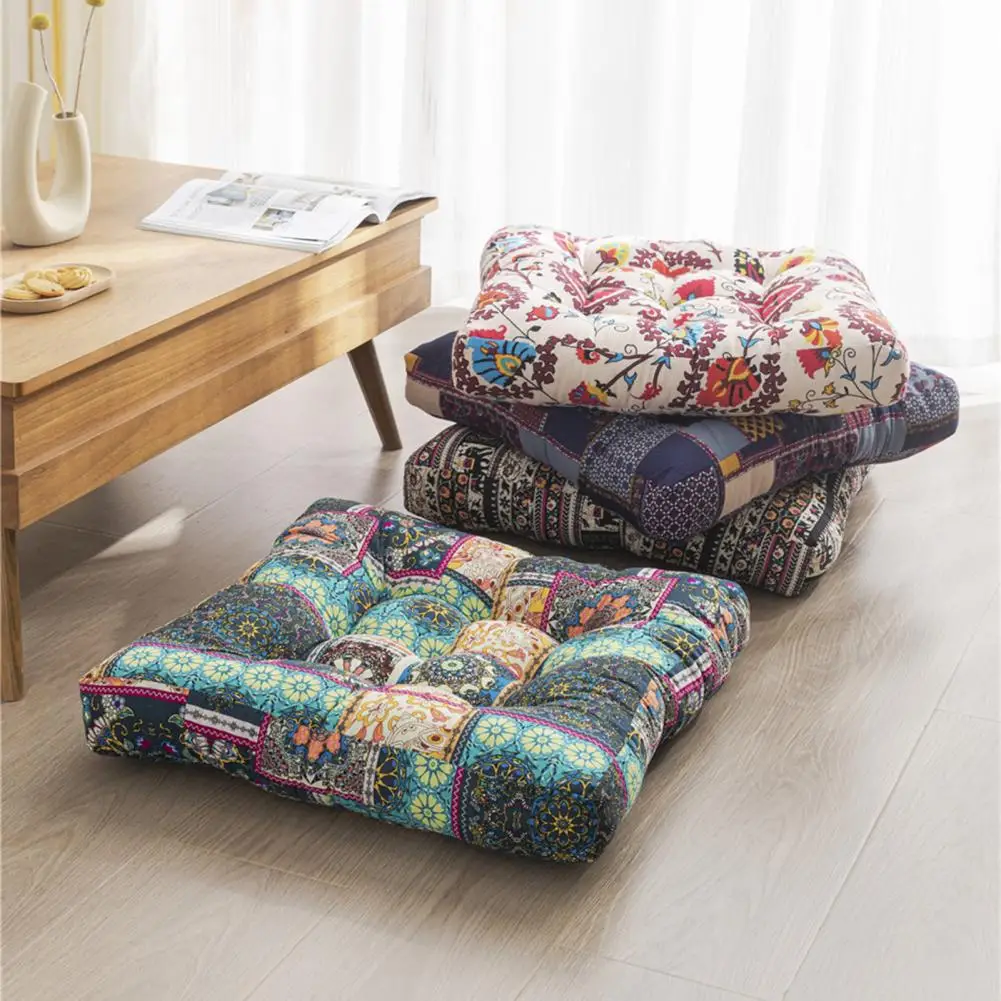 

Flower Printed Round Floor Cushion Seat Pad Yoga Seat Pillow Tatami Cushion Household Chair Protective Cushion Sofa Decoration