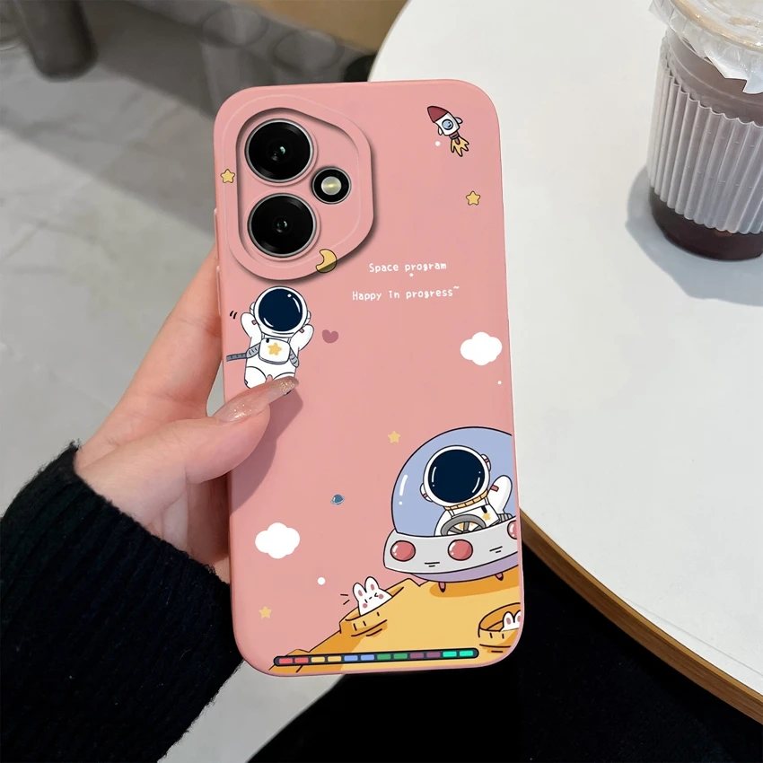 Astronaut-Themed Liquid Silicone Anti-Slip Phone Case