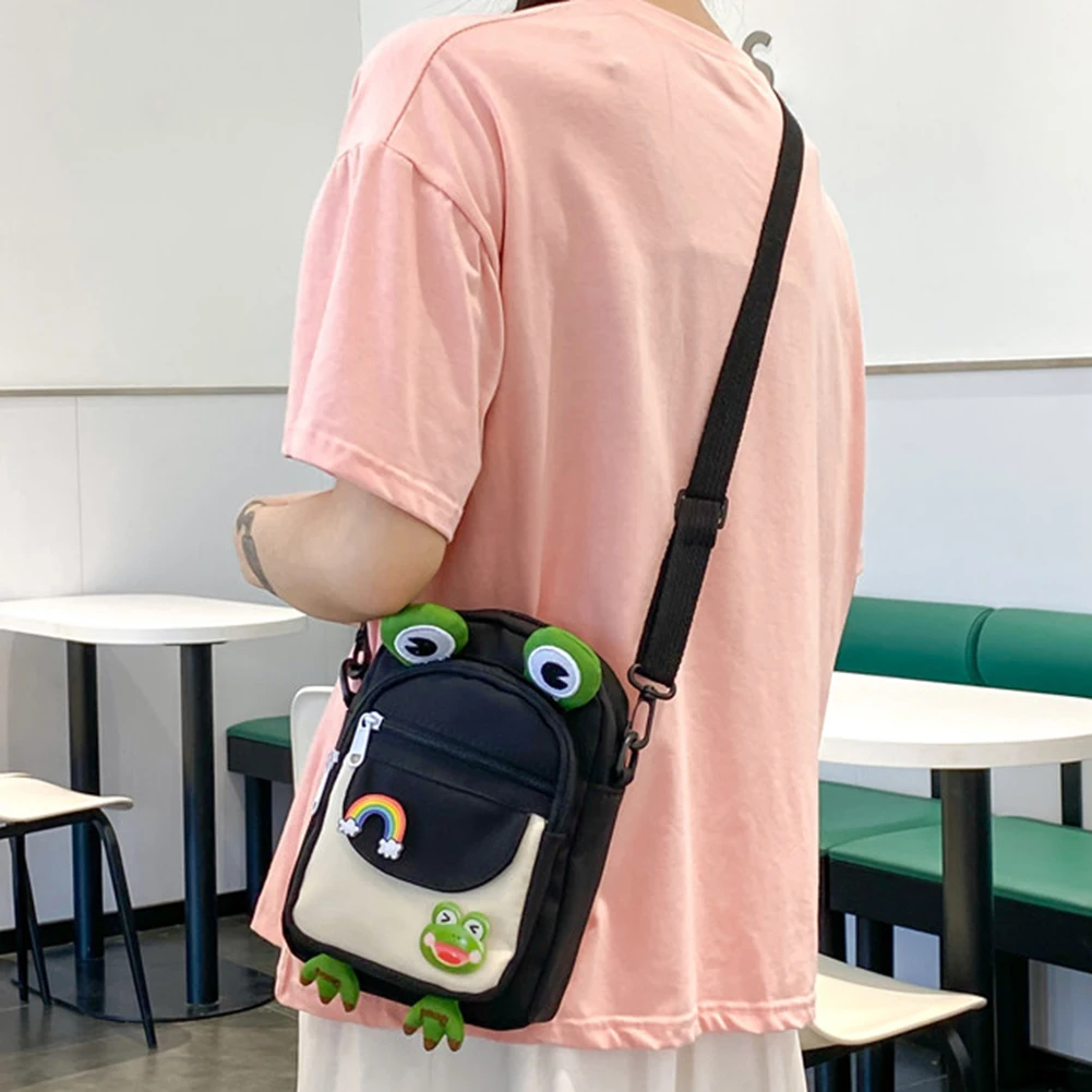 Petit Sac à Bandoulière en Nylon pour Fille et Femme, Sacoche de Poitrine  Décontractée, Dessin Animé Mignon, Grenouille, Unisexe