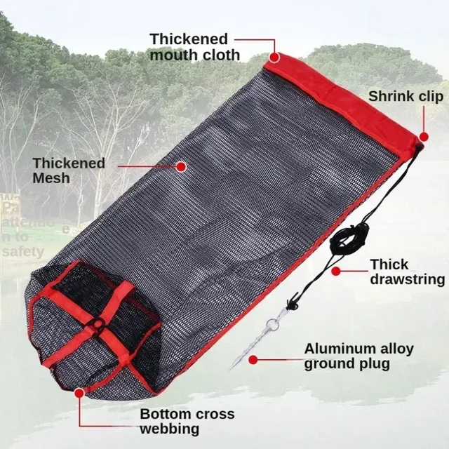 Fishing Landing Net Fishing Catching Collection Bag With Drawstring Portable Fish Net Encrypted Mesh Fish Holding Bag For 4