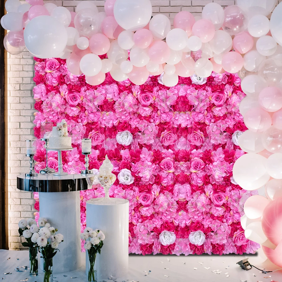 Artificial Flowers Wall Panel 3D Flower Backdrop Faux Roses for Wall