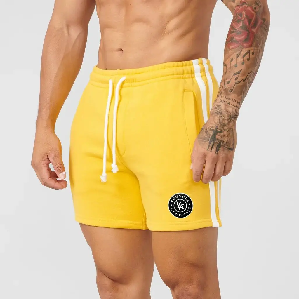 New Men's Shorts Jogger Gym Sports Fitness Cotton Striped Printed Casual Shorts Outdoor Running Basketball Shorts Training Pants 2