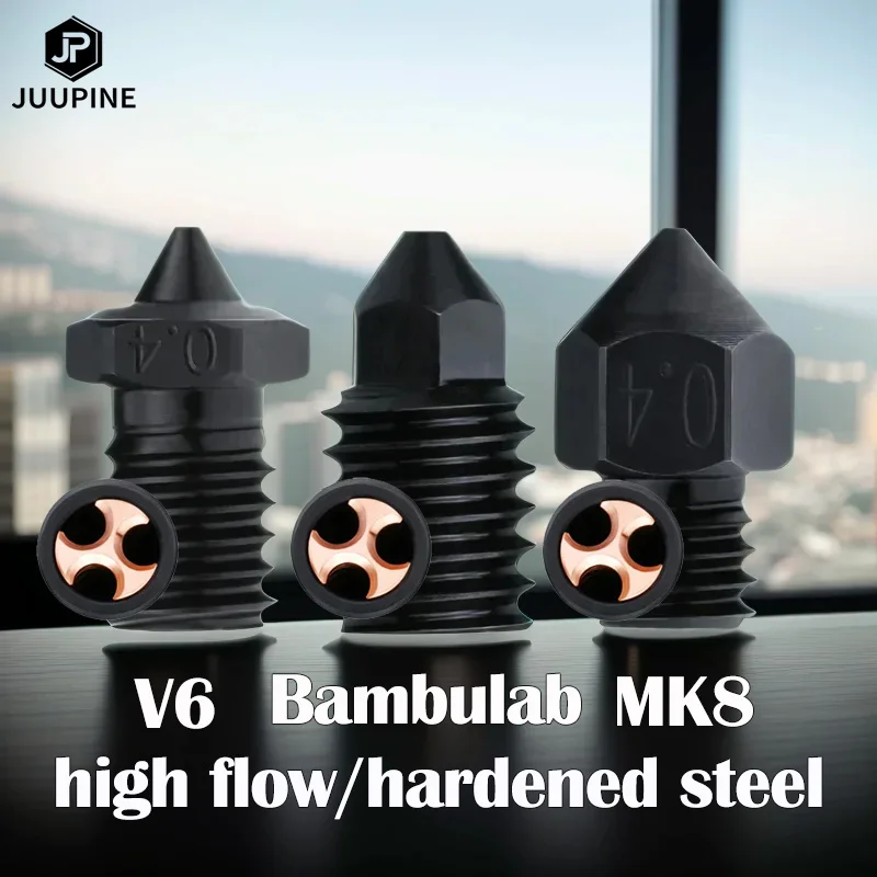 3D Printer Nozzle 3D Printer Hotend 3D Printer Parts Upgraded Cht Nozzle V6 Nozzle MK8 Hardend Steel E3D v6 Clone CHT High Flow For bambu lab x1c bambulab Hotend 3D printer