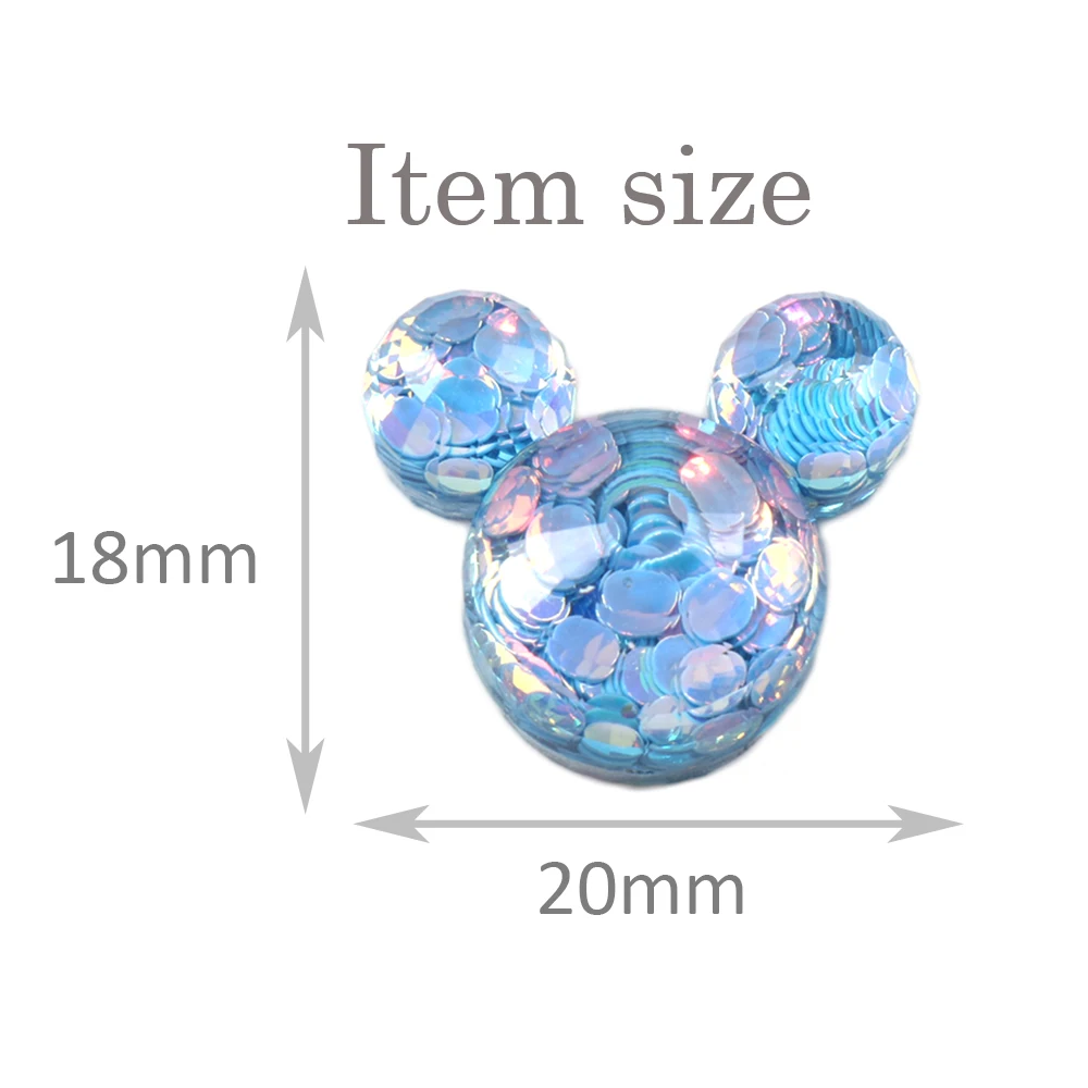 20pcs Mickey Sequins Chunky Glitter 3D Transparent Resin Charms Flat Cabochons Embellishment DIY Earring Keychain Jewelry Making