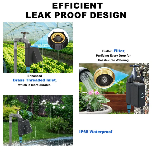 Smart Water Timer Solar Powered WiFi Sprinkler Timer with Brass Inlet Automatic Irrigation Controller No Hub Required 5