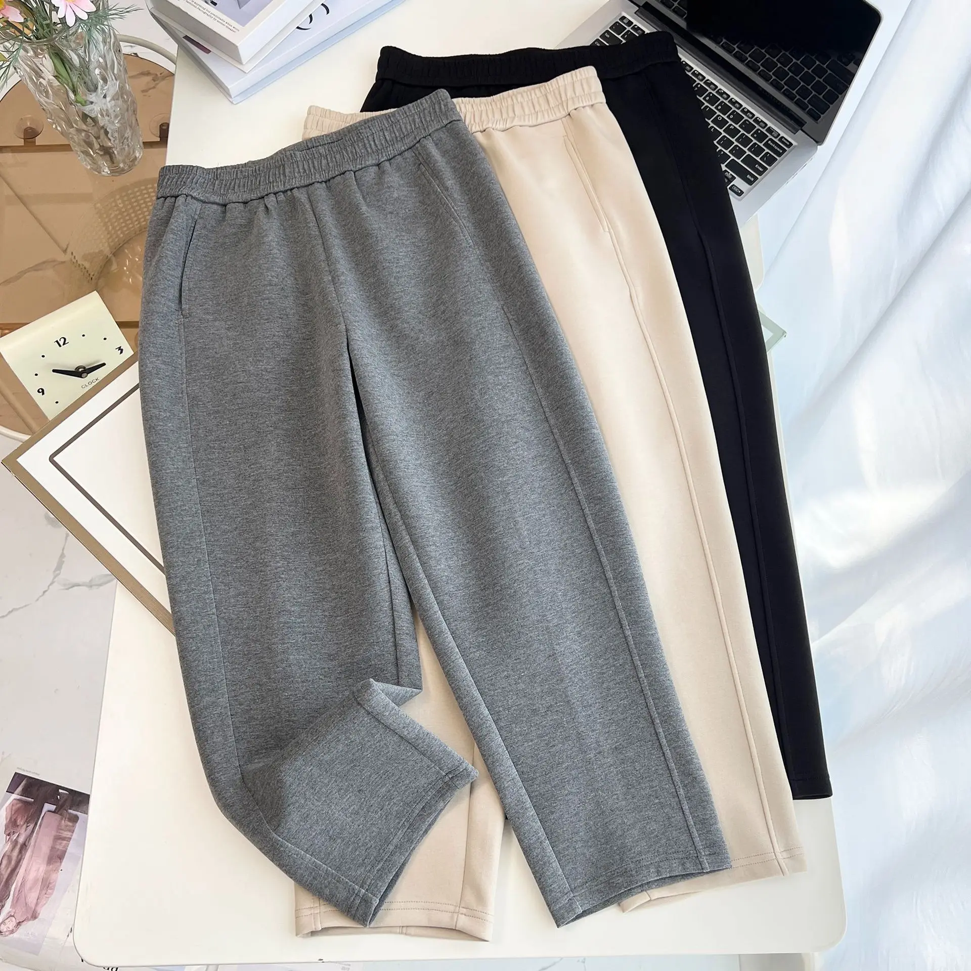 XXXXXL Fashion Plus Size Women's Harem Pants Autumn New Style Simple And Casual Solid Color Elastic Waist Ankle-Length Bottoms