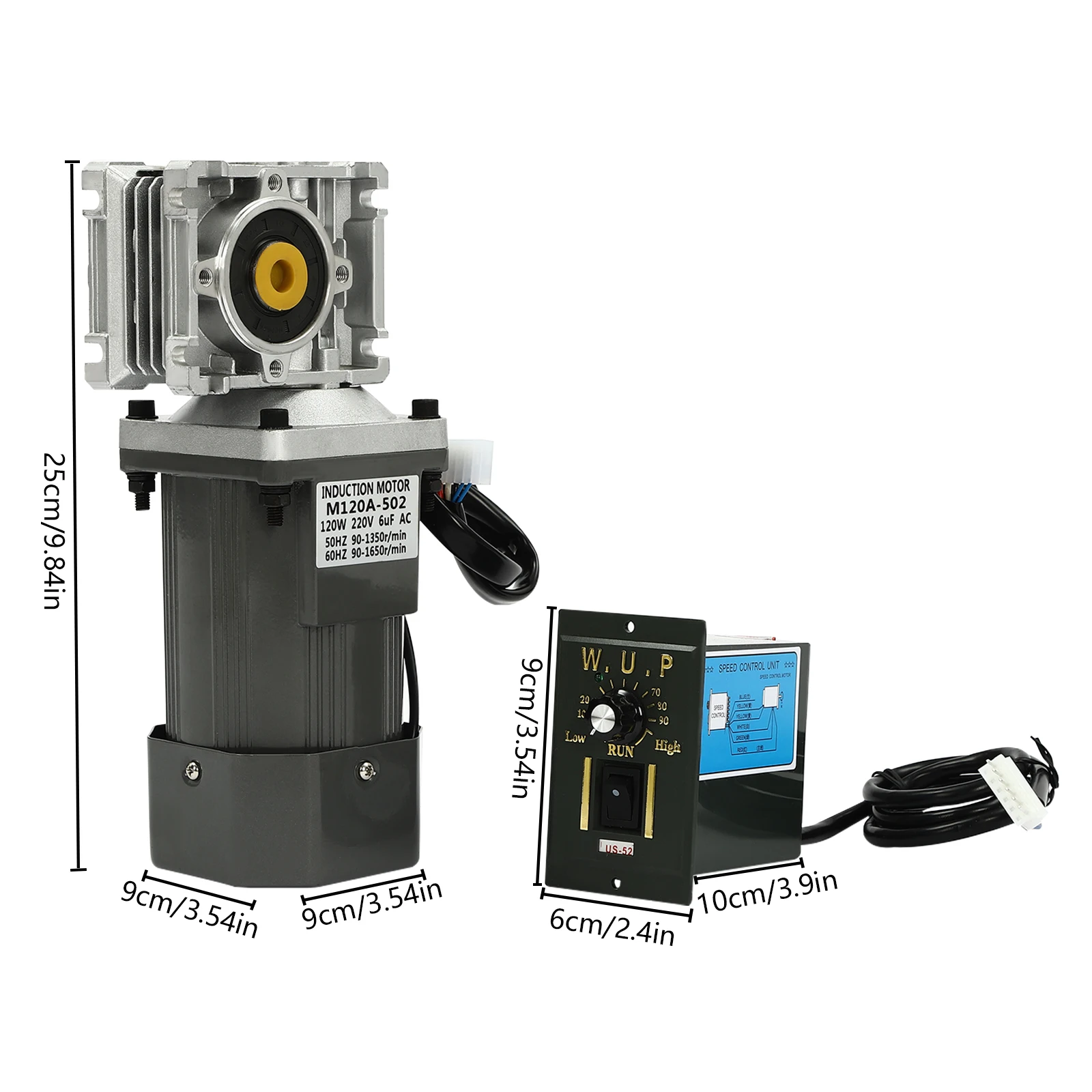 120W 80K High Torque Worm Gear Speed Reducer RV30 Electric Gear Motor with Speed Controller 1350RPM AC 220V