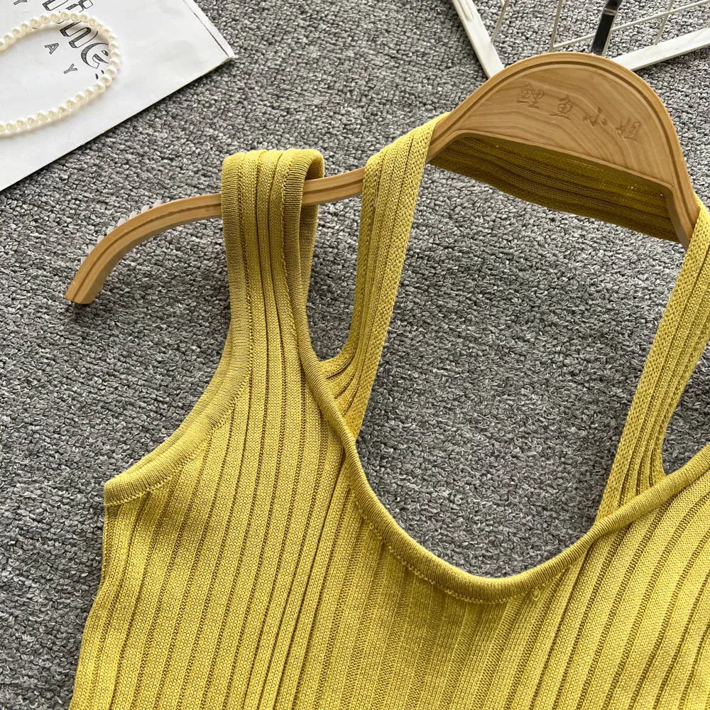 pink camisole SINGREINY 2022 Women Knit Sexy Strap Tops Streetwear Ladies Korea Elastic Waist Sexy Tank Tops Summer Halter Beach Club Camisole spanx camisole