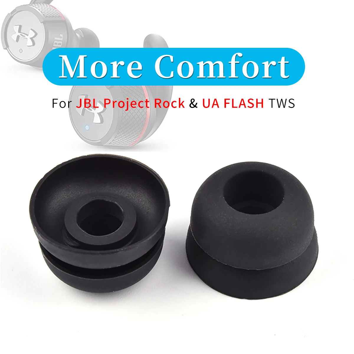 6Pcs Silicone Ear Tips for JBL Project Rock Eartips UA FLASH TWS Tips IE80 4.5-6mm Diameters Anti-Slip Avoid Falling Off