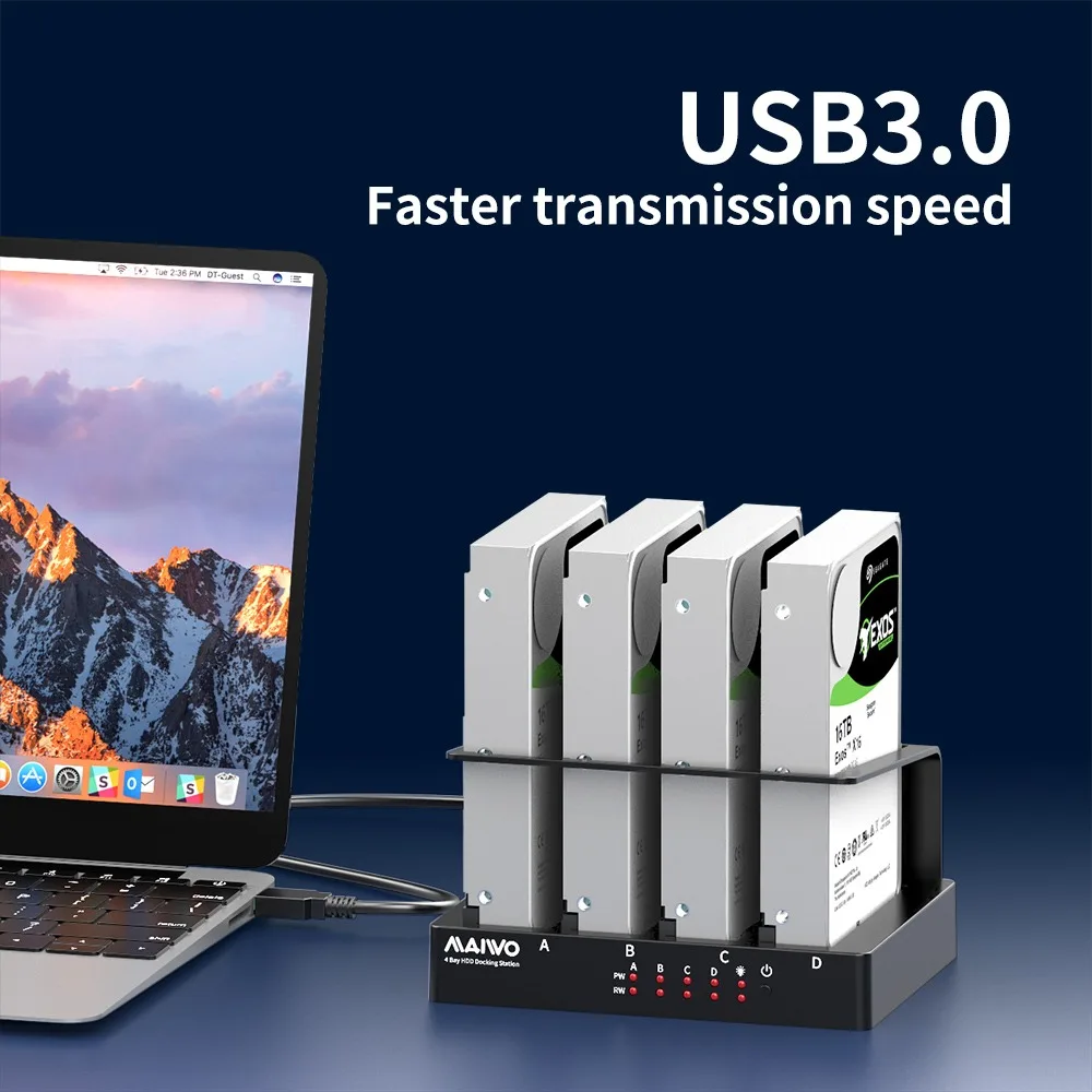 Hard Drive Enclosure 4 Bay Sata to USB 3.0 External Multi-Bay 2.5&3.5 Inch HDD SDD Docking Station Hard Disk Box For Pc