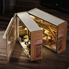 DIY Wooden Miniature Model Kit  Mini Box Coffee Bakery Store Casa Doll Houses 3D Puzzle Dollhouse With Furniture Friends Gifts 3