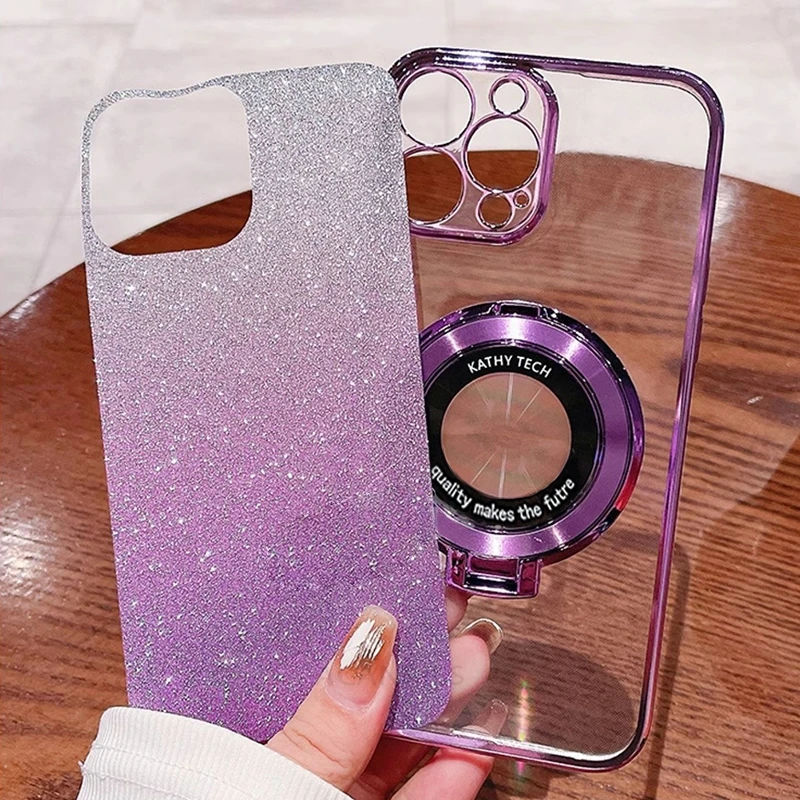 Glitter Plating Silicone Stand Holder Case
