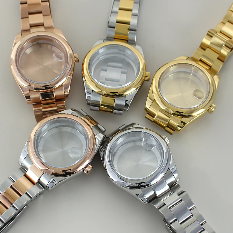 High-Quality 36mm/39mm Steel Watch Case with Sapphire Glass Bracelet