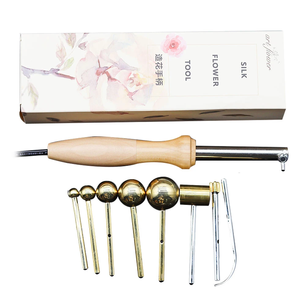 DIY 패브릭 꽃 메이커, 인공 꽃 전기 다림질 기계, 가짜 꽃 만들기, 꽃잎 모델링 도구 세트, 8 개 헤드