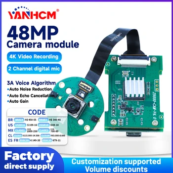 Modulo Fotocamera YANHCM 48MP 1080P 4K HD con Doppio Microfono, Controllo Vocale Intelligente con Algoritmo 3A, Plug and Play con Connettori Type-C e USB 2.0/3.0