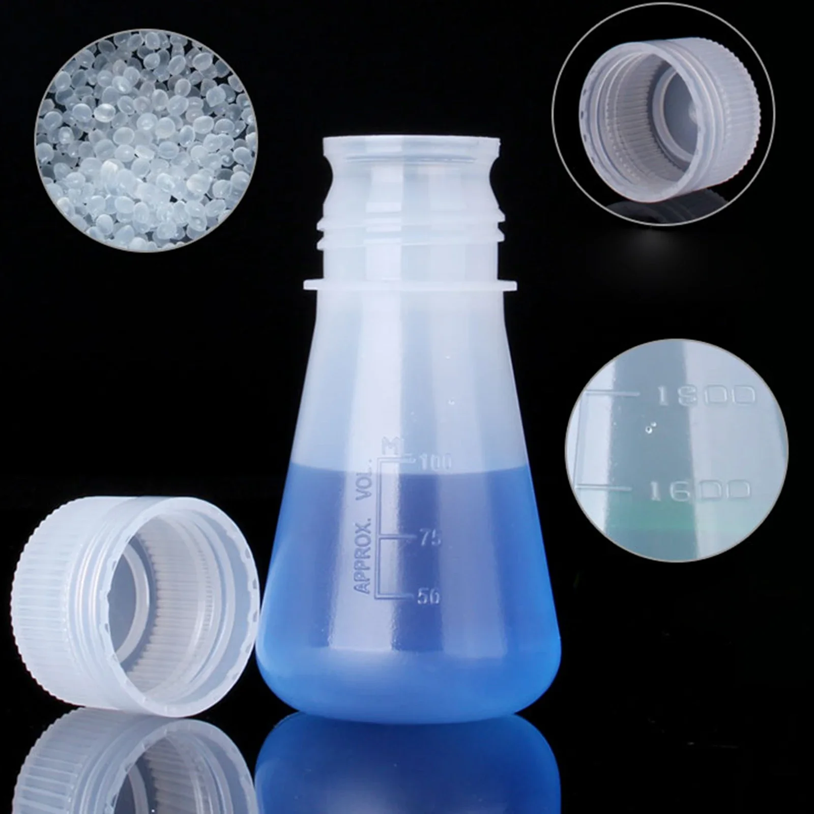 PP Conical Erlenmeyer Flask With Cap 25/50/100/125/250/500/1000/2000ml Lab Teaching Experiment