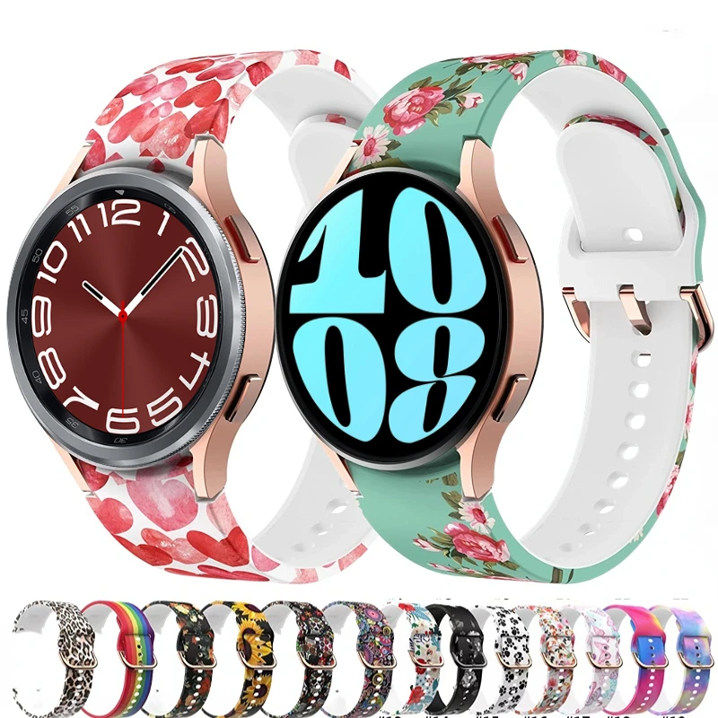 Women Printed Band for Samsung Galaxy Watch 6 5 pro/4/Classic/47mm 43mm  Active 22/20 Bracelet Galaxy Watch 6 5 4 44mm 40mm Band