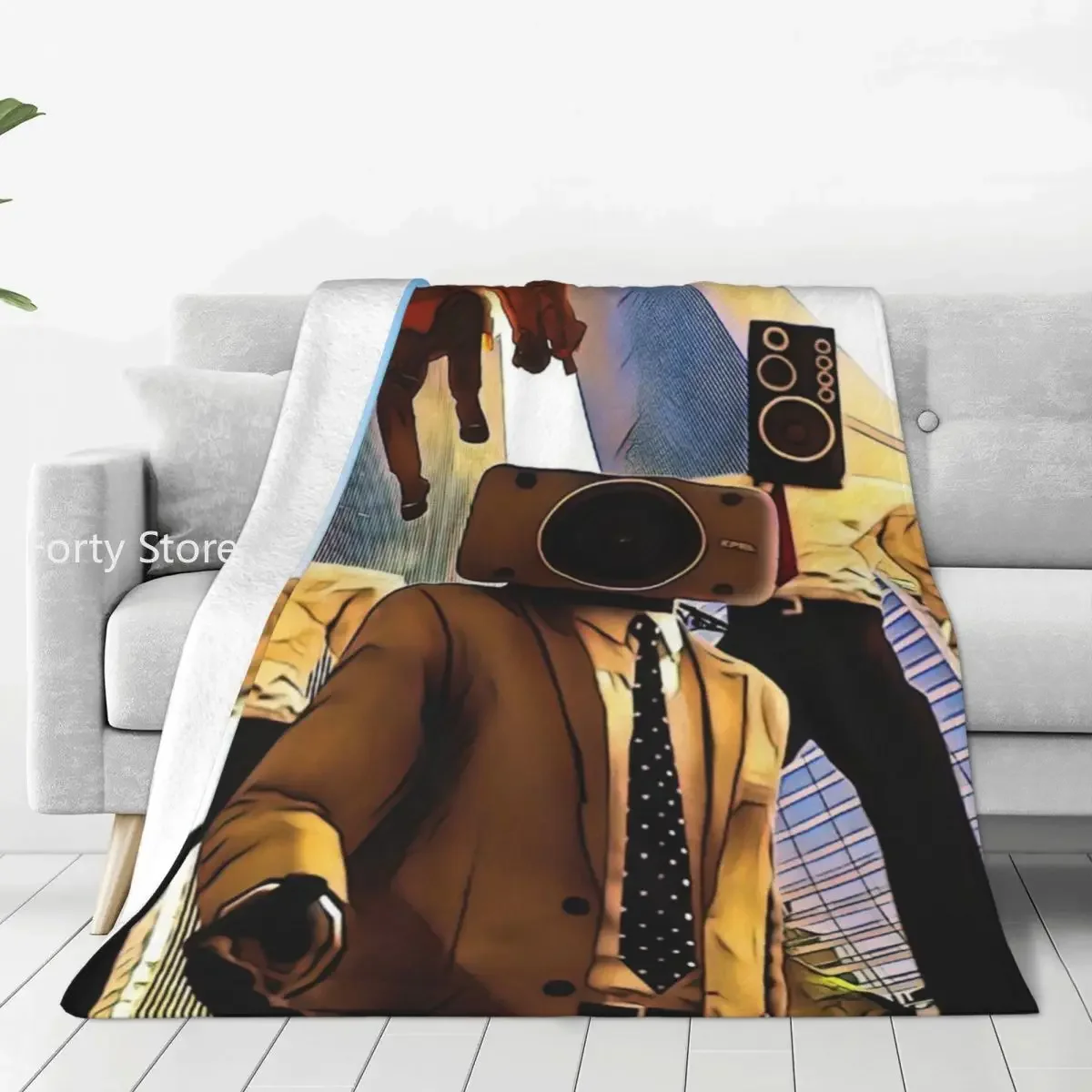 

Skibidi Toilet Flannel Blanket Speakerman Game Warm Soft Bedding Throws for Chair Sofa Bed Colorful Bedspread Sofa Bed Cover