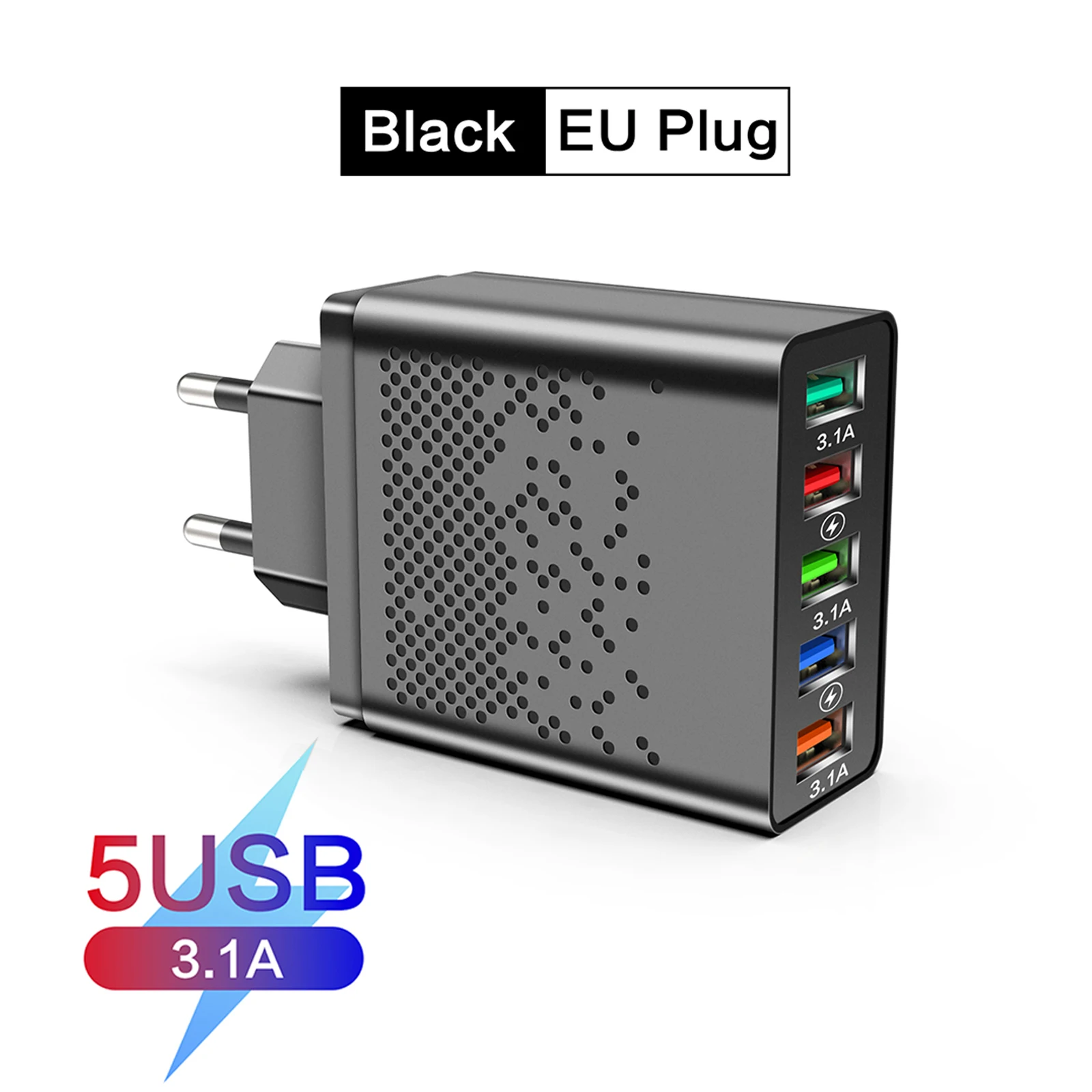 Сетевое зарядное устройство с 5 USB-портами 60 Вт QC 3 0 |