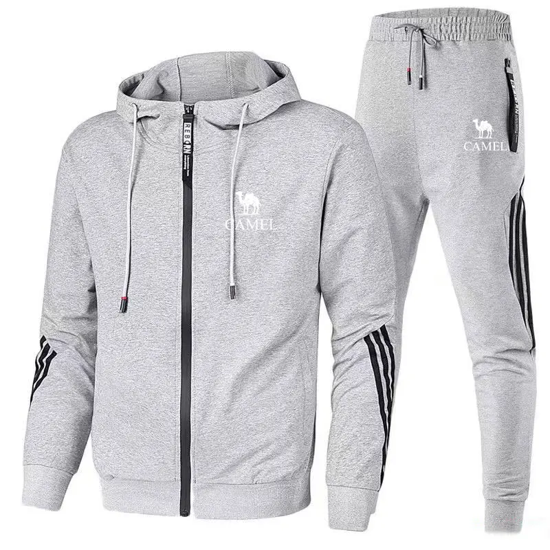CAMEL Hot selling men's sportswear two-piece zippered jacket casual sports pants brand clothing men's jogging sportswear set
