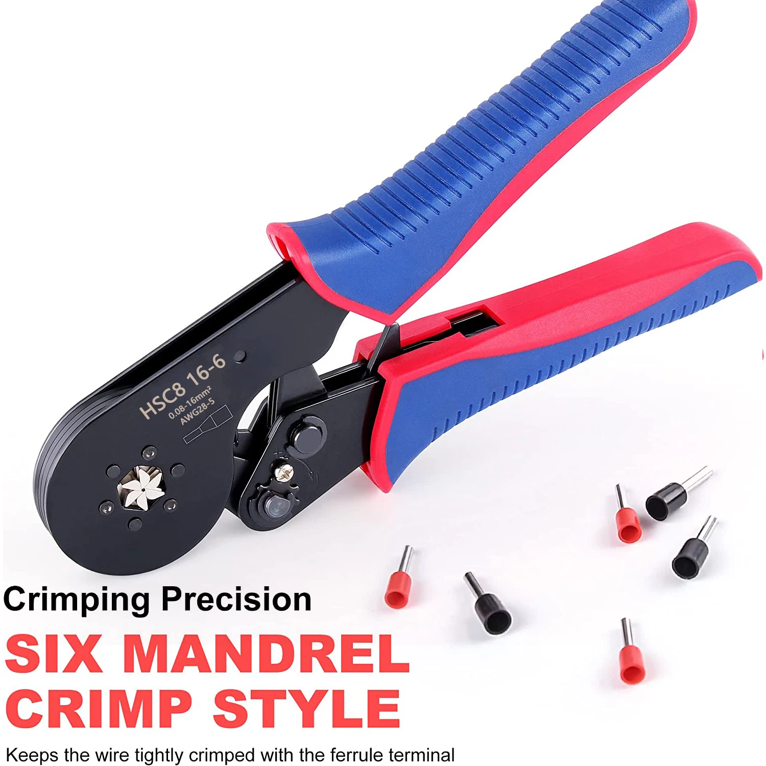 HSC8 16-6 0.08-16mm² 30-5AWG Tubular Terminal Crimping Tools Mini Pliers Crimping of Large Size Terminals Electrical Clamps Set 3