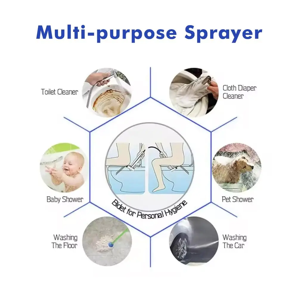 304 Stainless Steel Spray Gun Shower Handheld Bidet Sprayer Set Handheld Toilet Bidet Faucet Sprayer Shower Nozzle Self Cleaning 4