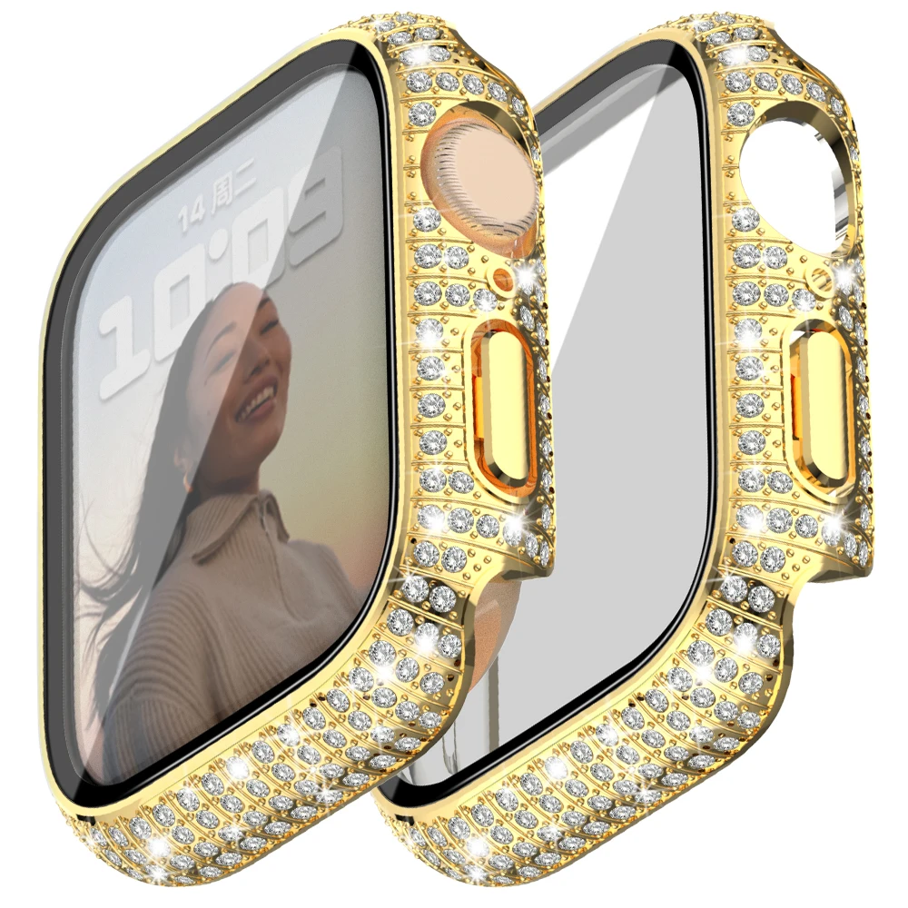 Diamond Full Protection Hard PC Cover Bumper with Tempered Glass Screen Protector