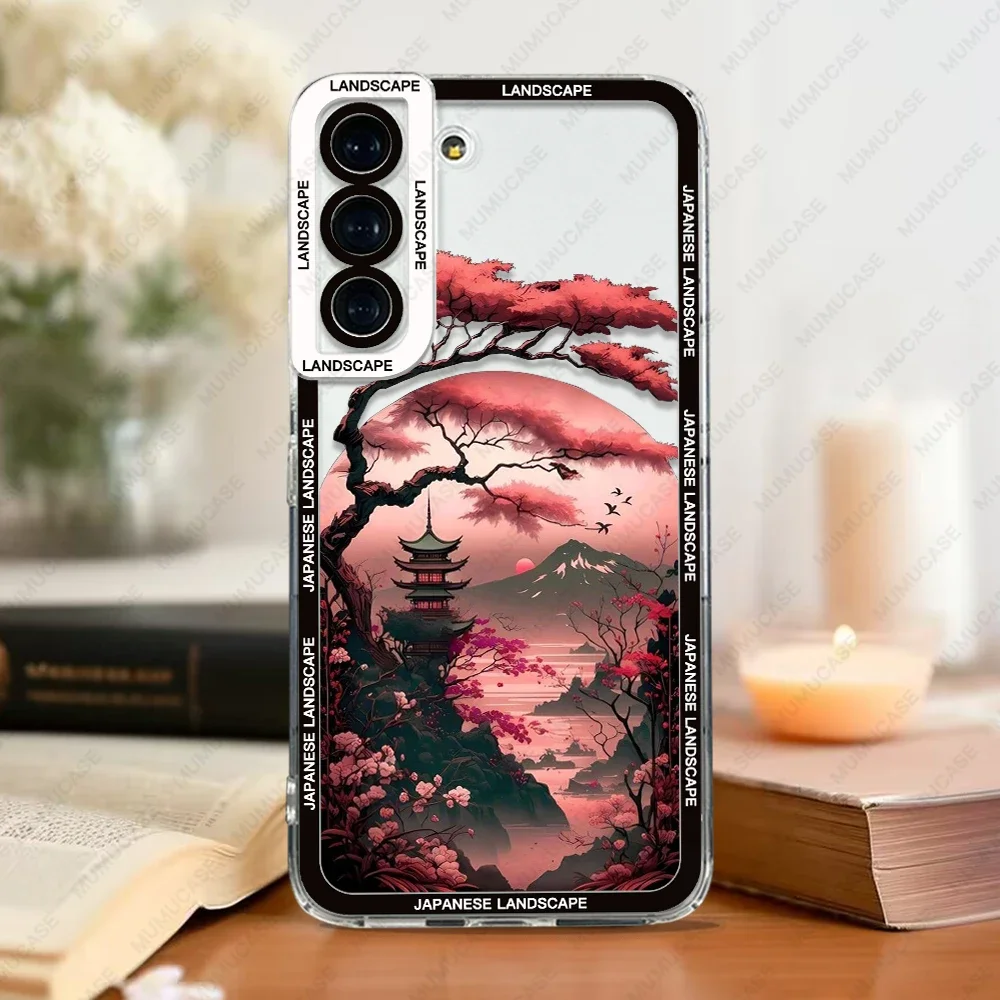 thumbnail image 1 of Case For Samsung Galaxy S24 S20 S21 FE S22 S23 Ultra A32 A33 A50 A52 A53 A73 A54 A14 Soft Cover Japanese Landscape Waves, 1 of 5