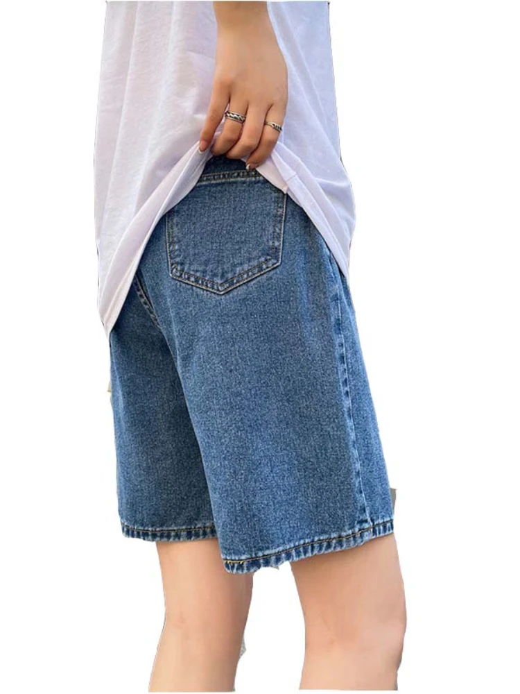 Korean Style Classic Denim Shorts Women Summer Blue High Waisted Shorts  Wide Leg Pants Streetwear Stright Jeans Womens Shorts - AliExpress