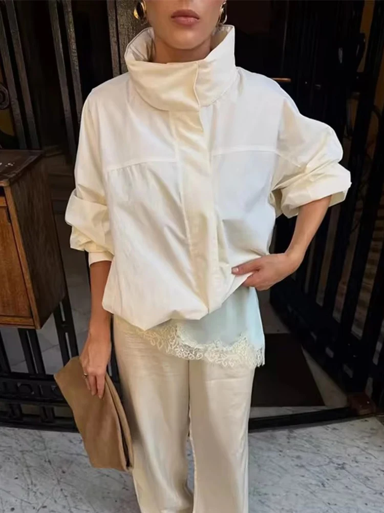 Casual Chic Bomber Jacket Women Turn-down Collar Single Breasted Long Sleeve Coats New Fashion 2025 Autumn New Outerwears