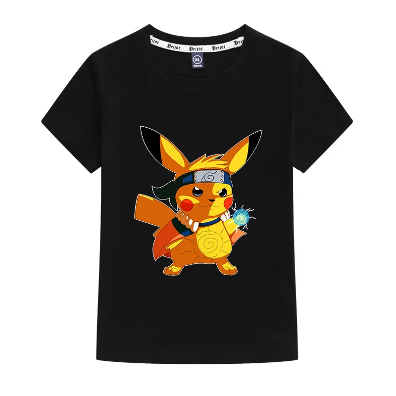 

New Pikachu Game Animation Peripheral Children's T-shirt Combed Cotton Children's Short-sleeved Cartoon Printed Clothes