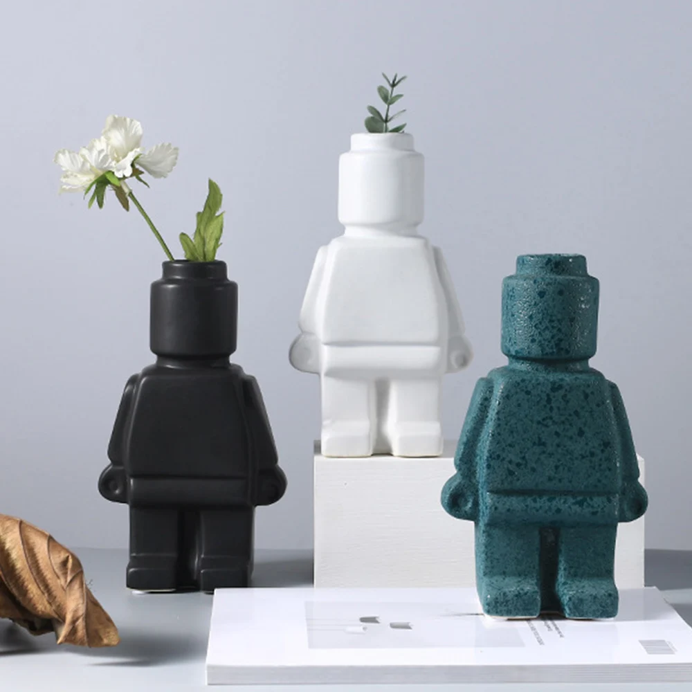 Jarrón de cerámica humanoide para decoración del hogar, florero creativo de estilo nórdico, para decoración artística, para sala de estar y escritorio - 100 cosas bonitas para la casa
