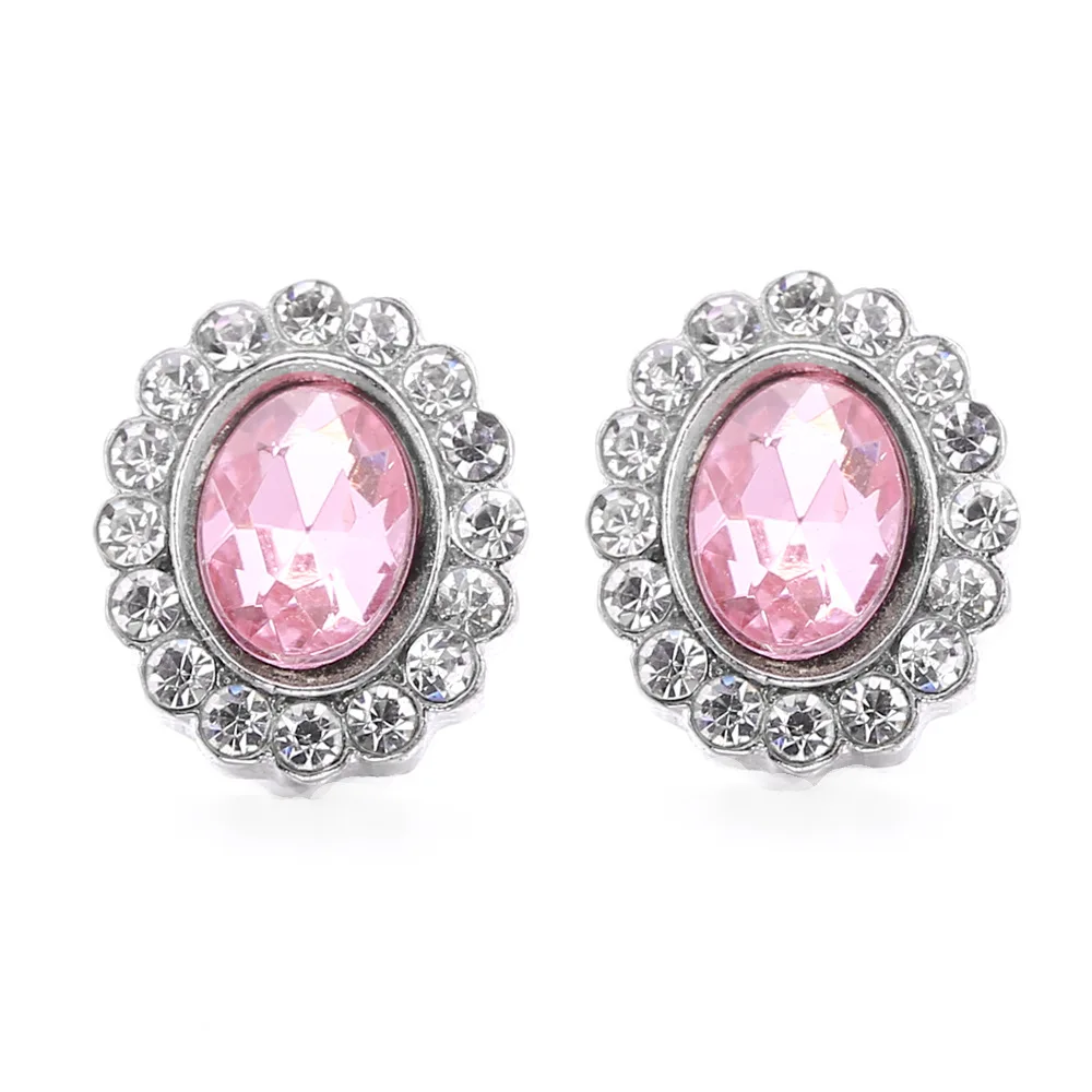 20pcs New 12mm Snap Buttons Jewelry Oval Metal Rhinestone 12mm Snap Buttons Bracelets Necklaces
