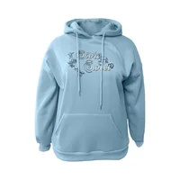 Plus Size 1XL-5XL New Women's Solid Color Fashionable Hooded Ladies Casual Printed Long Sleeved Pullover Hoodie