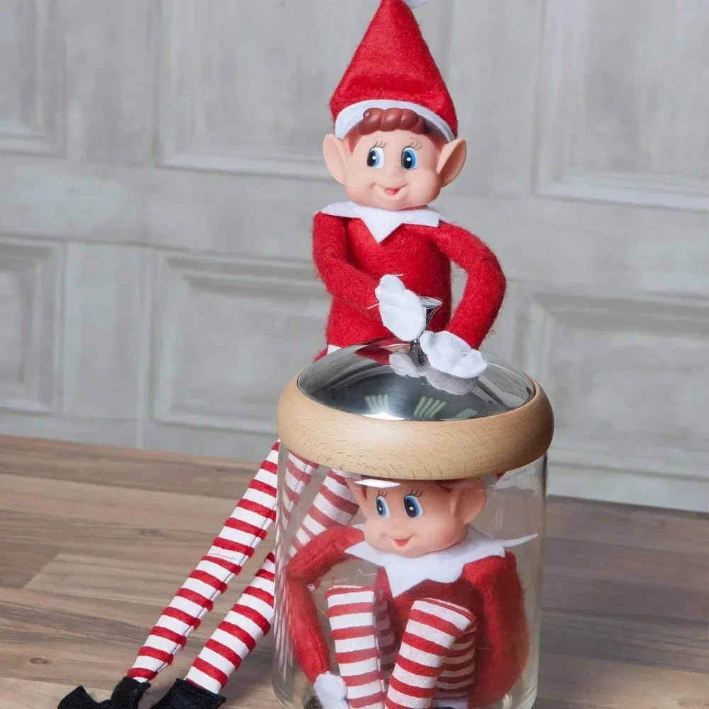 42cm Christmas Elf Doll Kids Mini Toy Elf Dolls Christmas Poseable Little Shelf Sitters Dangling Legs christmas decorations assembled toys