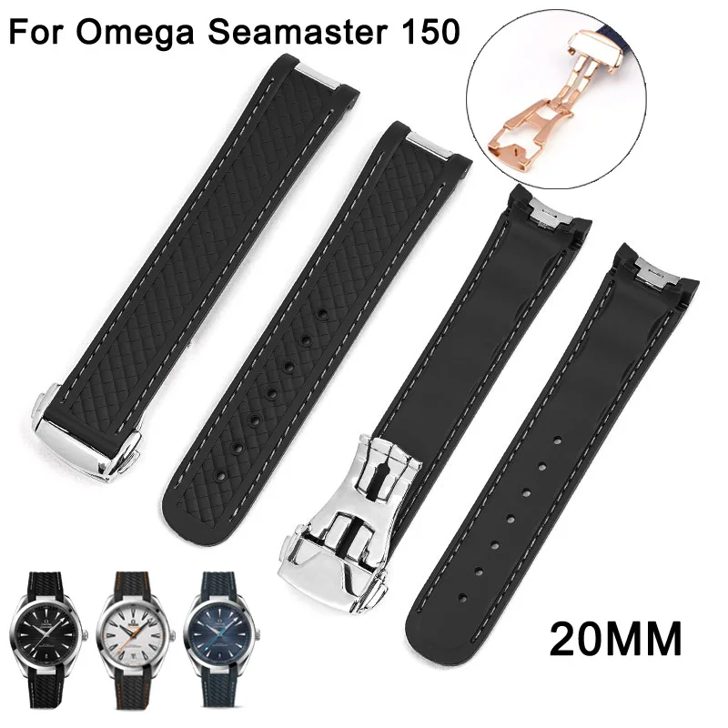 Cinturino Per Orologio Cinturino Da 20Mm Cinturini Per Orologi In Tpu Per Omega Seamaster 150 Fibbia Di Distribuzione Accessori Per Orologi Da Uomo Ci
