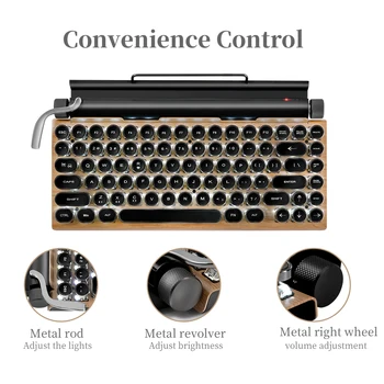 Mechanical Keyboard Wireless Bluetooth Retro Typewriter Computer Keyboard For PC Laptop ipad 83 Key RGB Backlit
