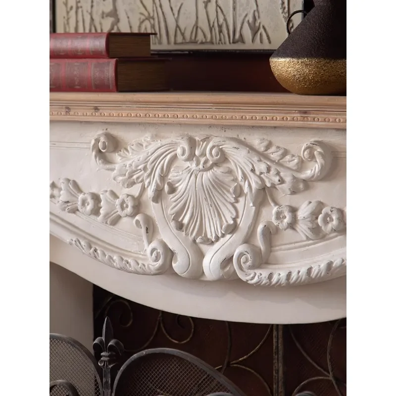 French retro solid wood marble white fireplace American fireplace cabinet mantel French living room decorative cabinet