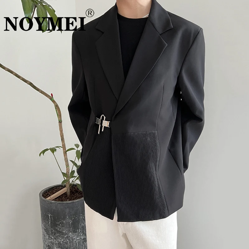 

NOYMEI Casual Splicing Design Suit Spring Korean 2024 New Men Blazer Fashion Temperament Causal Male Coat Solid Color WA389
