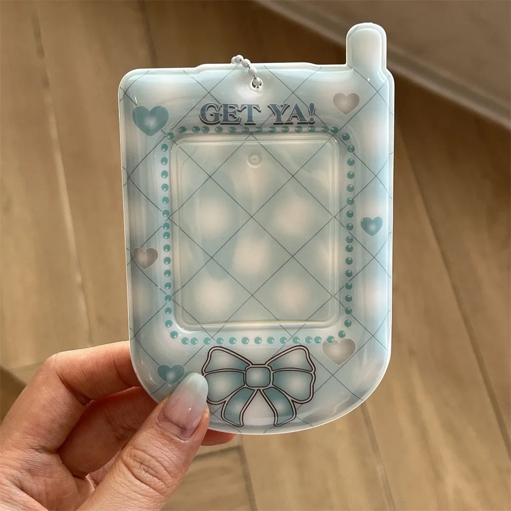 Vintage Cartoon Phone Photocard Holder with Hanging Chain