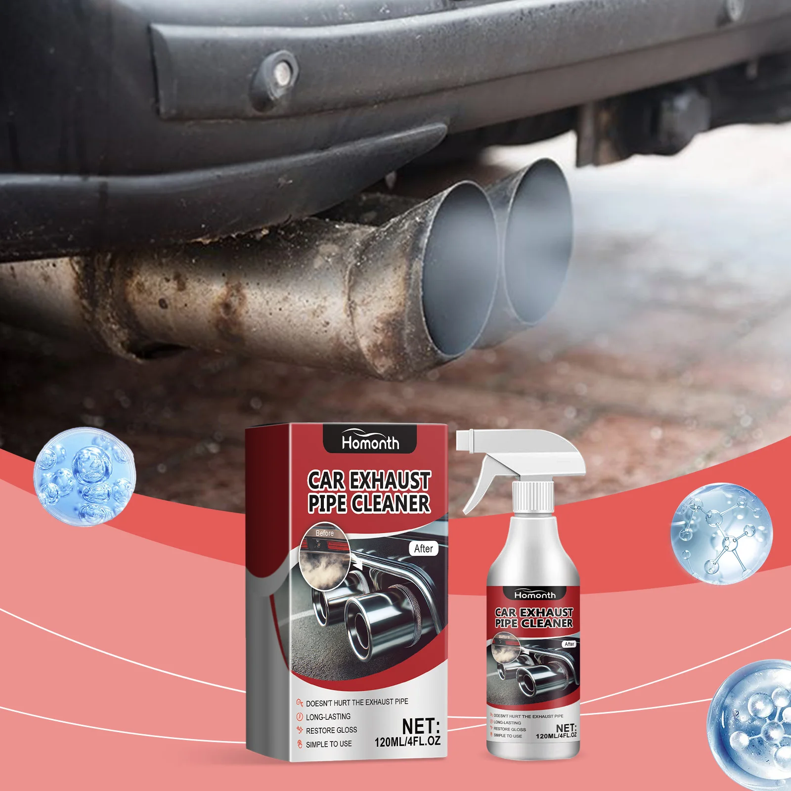 Car Exterior Cleaner for Cars Metal Surface Rust Cleaner Spray car Exterior Rust Remover Agent Antirust Agent 60Ml