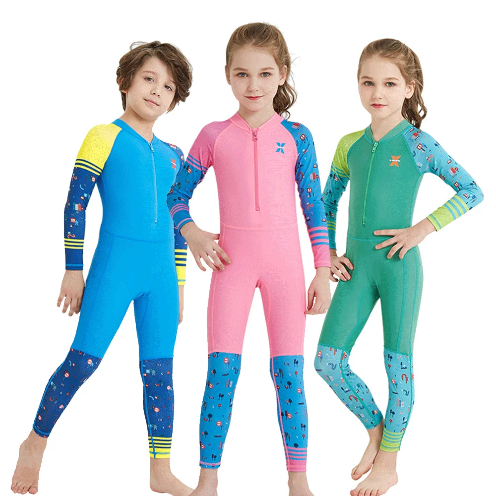 

Kids Wetsuit Elastic Thin Material Summer One-Piece Swimsuits Snorkeling Kayaking Rash Guards Diving 1mm Lycra Suit Girls Boys