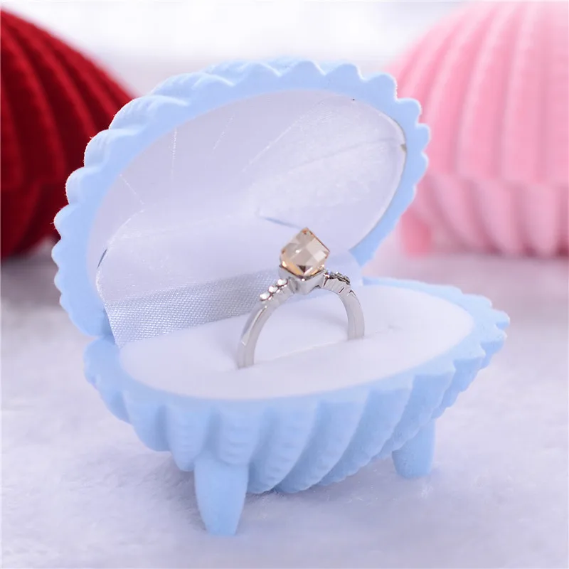 Earrings Bracelet Lovely Velvet Jewelry Container Crown Trinket Shape Box Wedding Ring Box for Engagement Display Gift 7 Colors