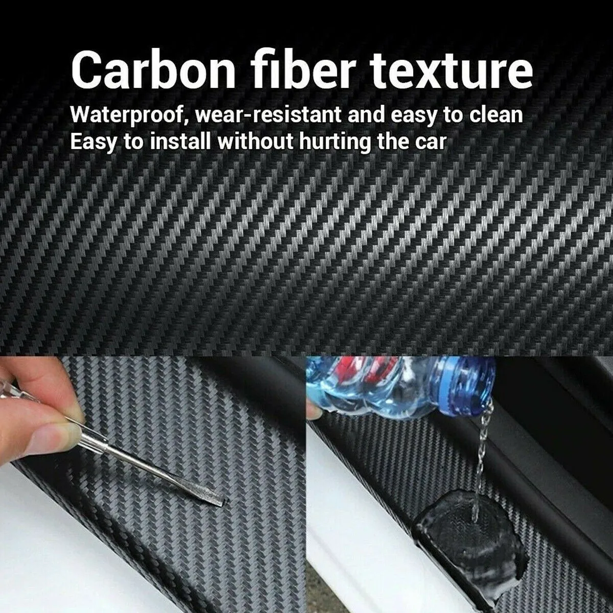 

Door Sill Anti-Scratch Strip Carbon Fiber Vinyl Film Parts Replacement Scuff Stickers Universal 10cm Accessory