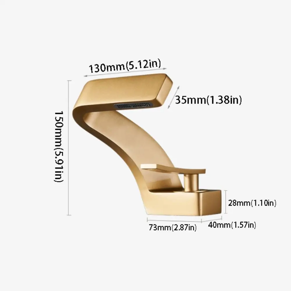 Matte Golden White Basin Faucet Brushed Gold Single Handle Waterfall Tap Black Chrome Contemporary Design Bathroom Sink Faucet
