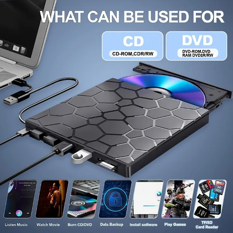 Usb7-in-1 Multi-function Optical Drive Desktop Computer External Dvd Burner Notebook Universal Optical Drive Box Extension Dock